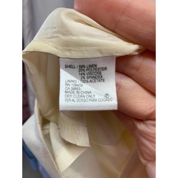 Antonio Melani Cream Sheath Linen Blend Dress with Belt Size 8 (KH66) - Picture 7 of 7